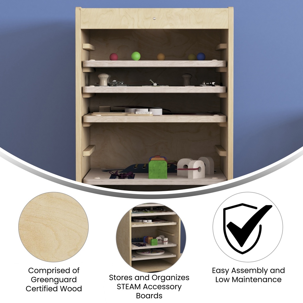 Wooden Mobile Accessory Panels Storage Cart with Locking Caster Wheels