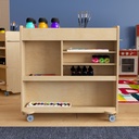 Wooden 4 Compartment/5 Cubby Mobile Storage Cart with Locking Caster Wheels