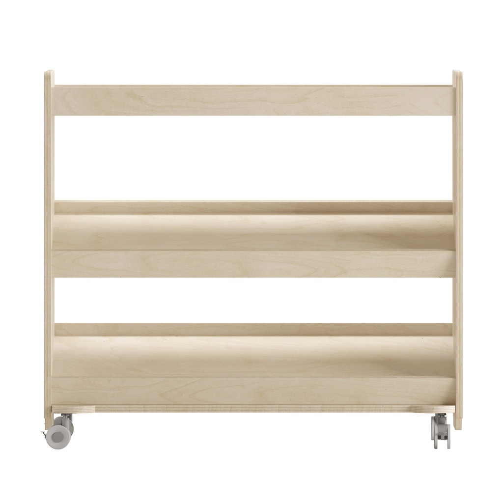 Wooden 3 Angled Shelf Mobile Storage Cart with Locking Caster Wheels