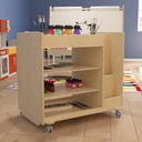Wooden Horizontal & Vertical Compartments Mobile Storage Cart with Locking Caster Wheels