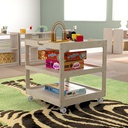 Wooden 3 Shelf Mobile Storage Cart with Locking Caster Wheels