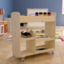 Wooden 14 Round Compartment Storage Cart with Locking Caster Wheels