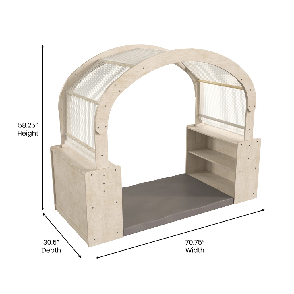 Wooden Quiet Corner Reading Nook with Canopy