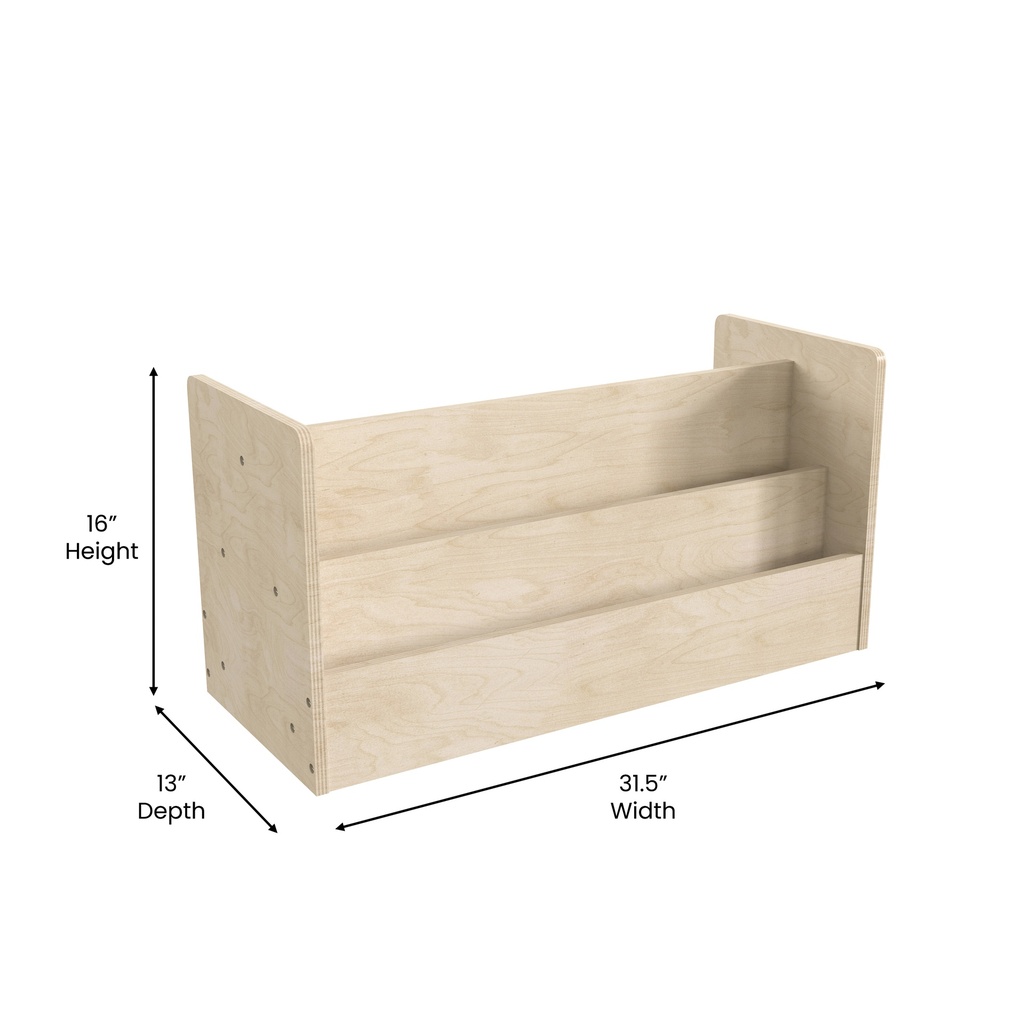 Modular Double Sided 2 Tier Wooden Book Display Shelf