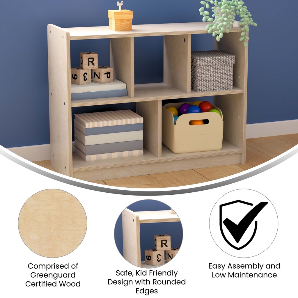 Modular Wooden 5 Section Open Storage Unit