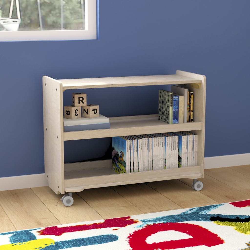 Wooden 3 Shelf Mobile Storage Cart with Locking Caster Wheels