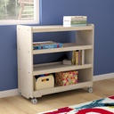 Wooden 4 Shelf Mobile Storage Cart with Locking Caster Wheels