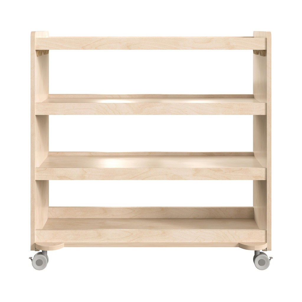 Wooden 4 Shelf Mobile Storage Cart with Locking Caster Wheels