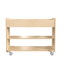 Wooden 3 Cubby/2 Shelf Mobile Storage Cart with Locking Caster Wheels