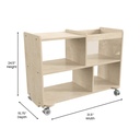 Double Sided Wooden 4 Compartment/1 Bin Mobile Storage Cart with Locking Caster Wheels