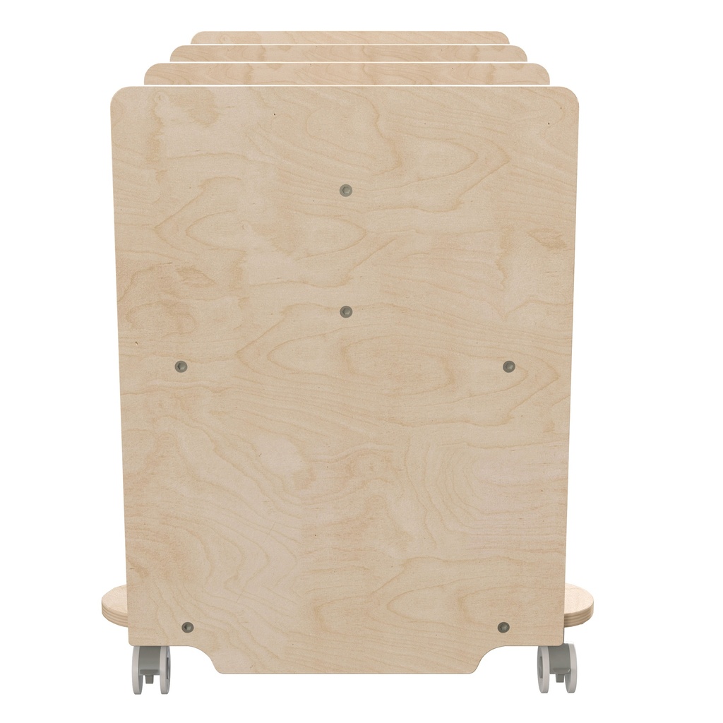 Double Sided Wooden 6 Bin Mobile Storage Cart with Locking Caster Wheels