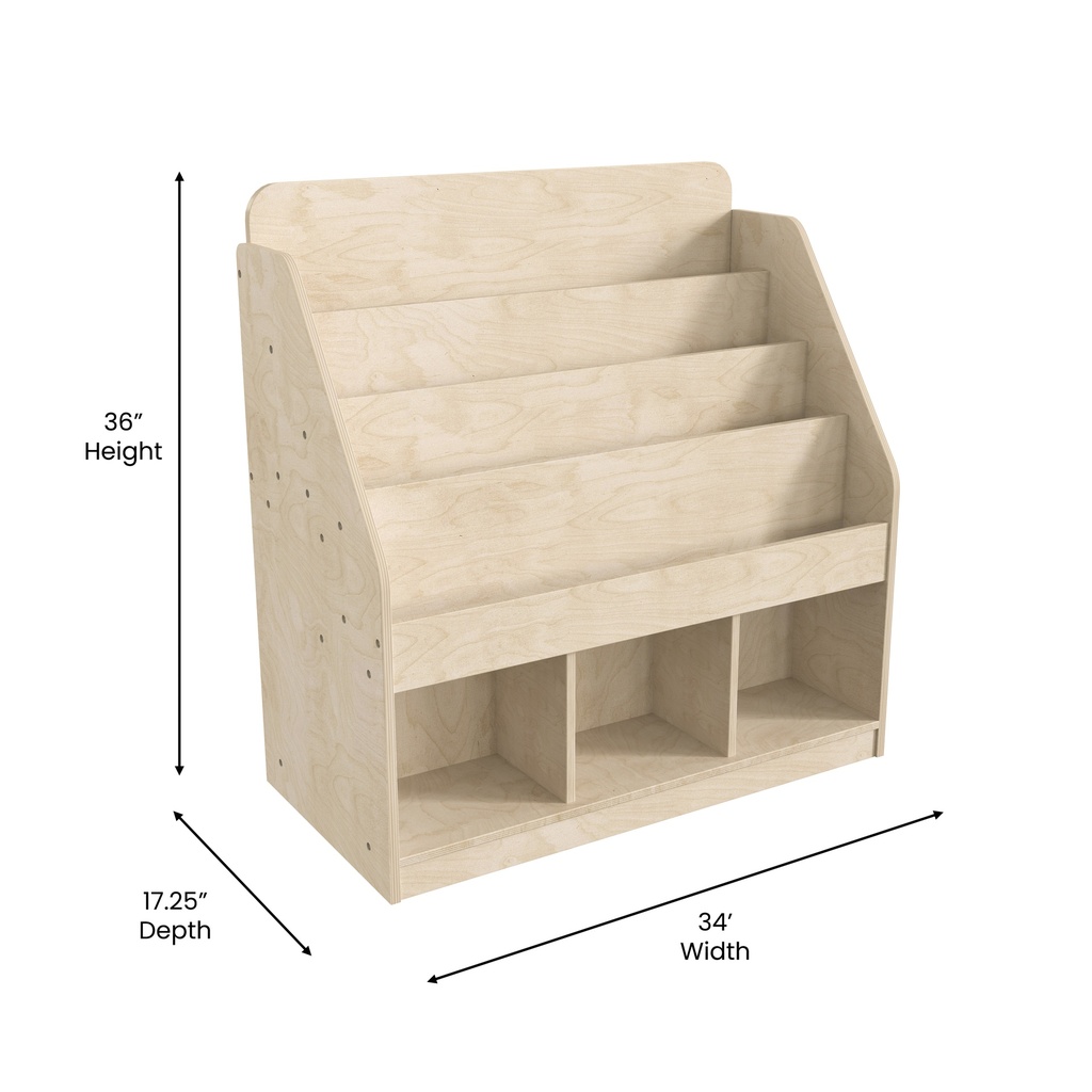 Modular Wooden 4 Tier Bookstand with 3 Storage Compartments