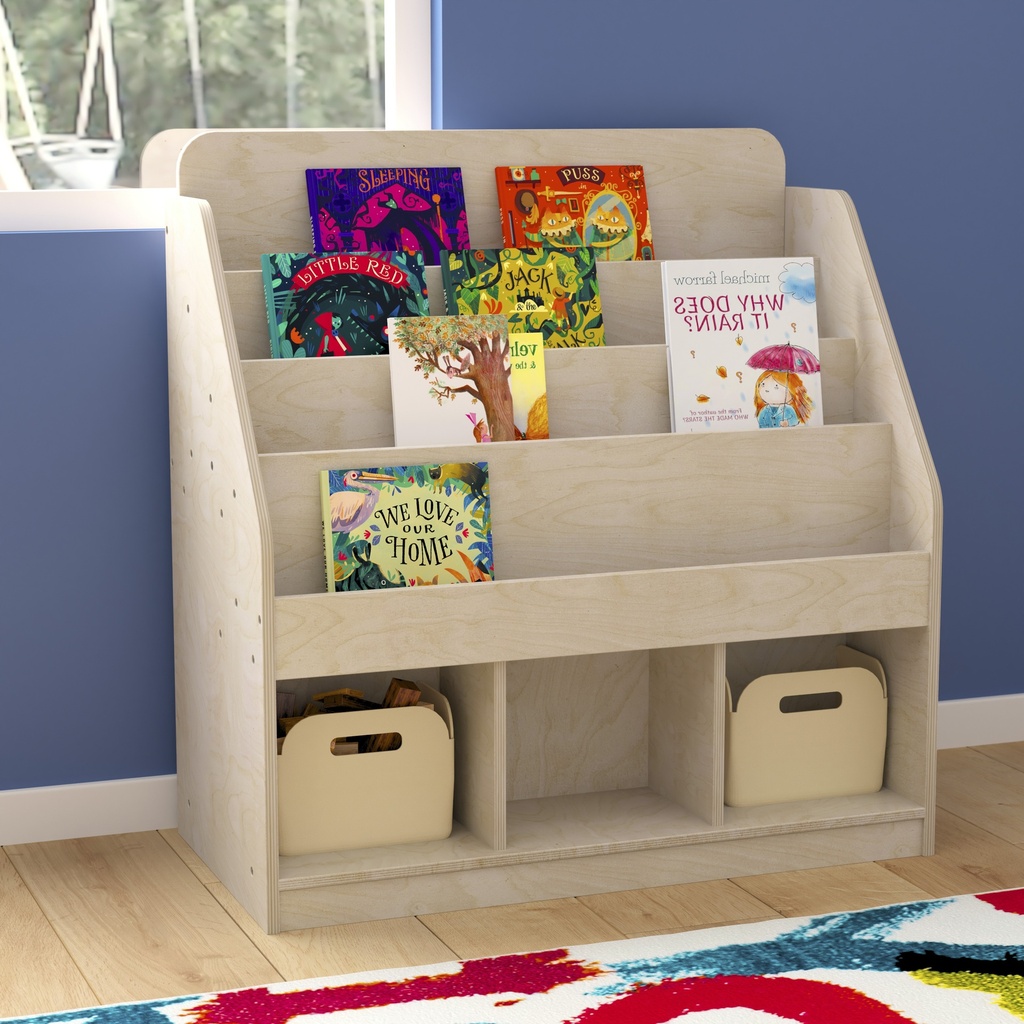 Modular Wooden 4 Tier Bookstand with 3 Storage Compartments