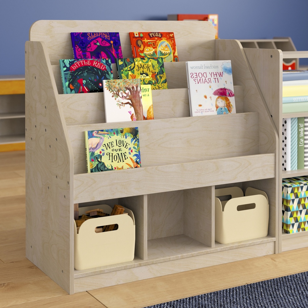 Modular Wooden 4 Tier Bookstand with 3 Storage Compartments