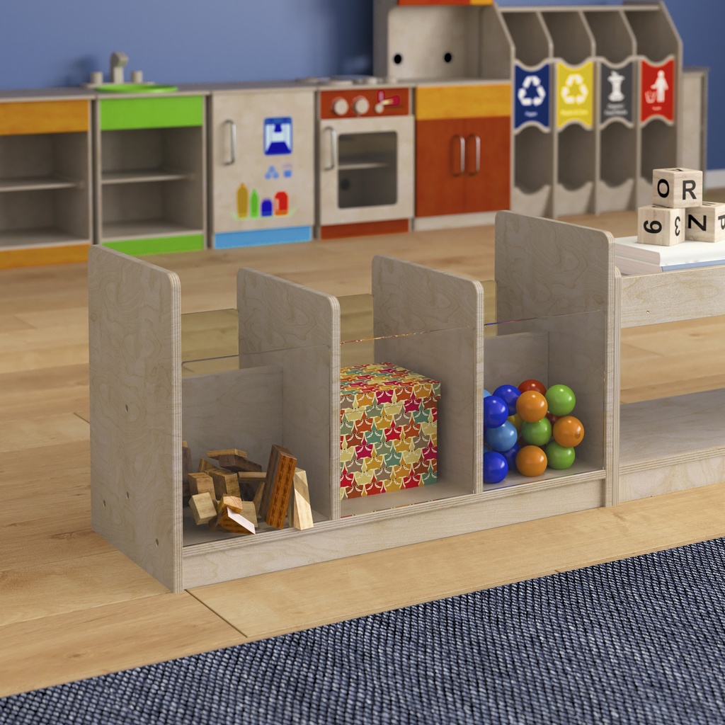 Modular Double Sided Wooden Storage Unit with Transparent Sides