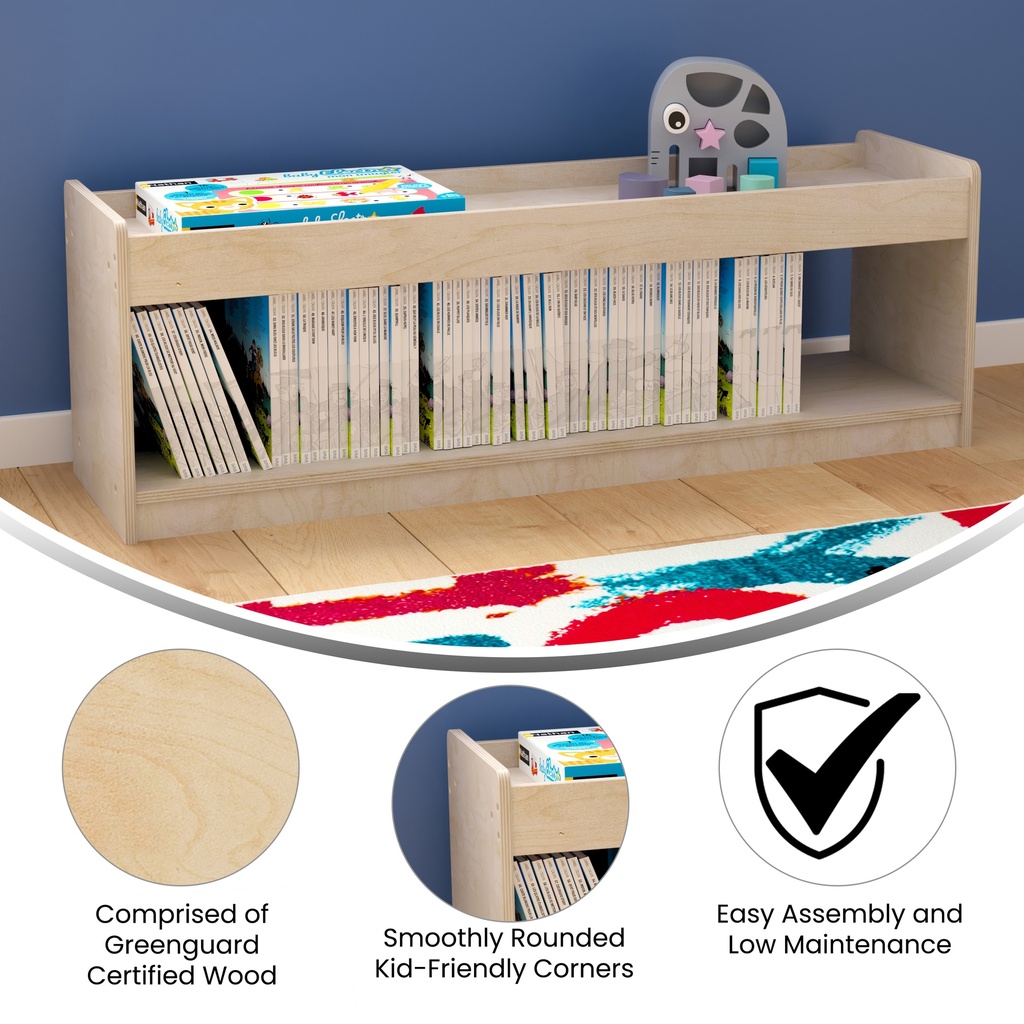 Modular Wooden Open Storage Unit with Upper Shelf