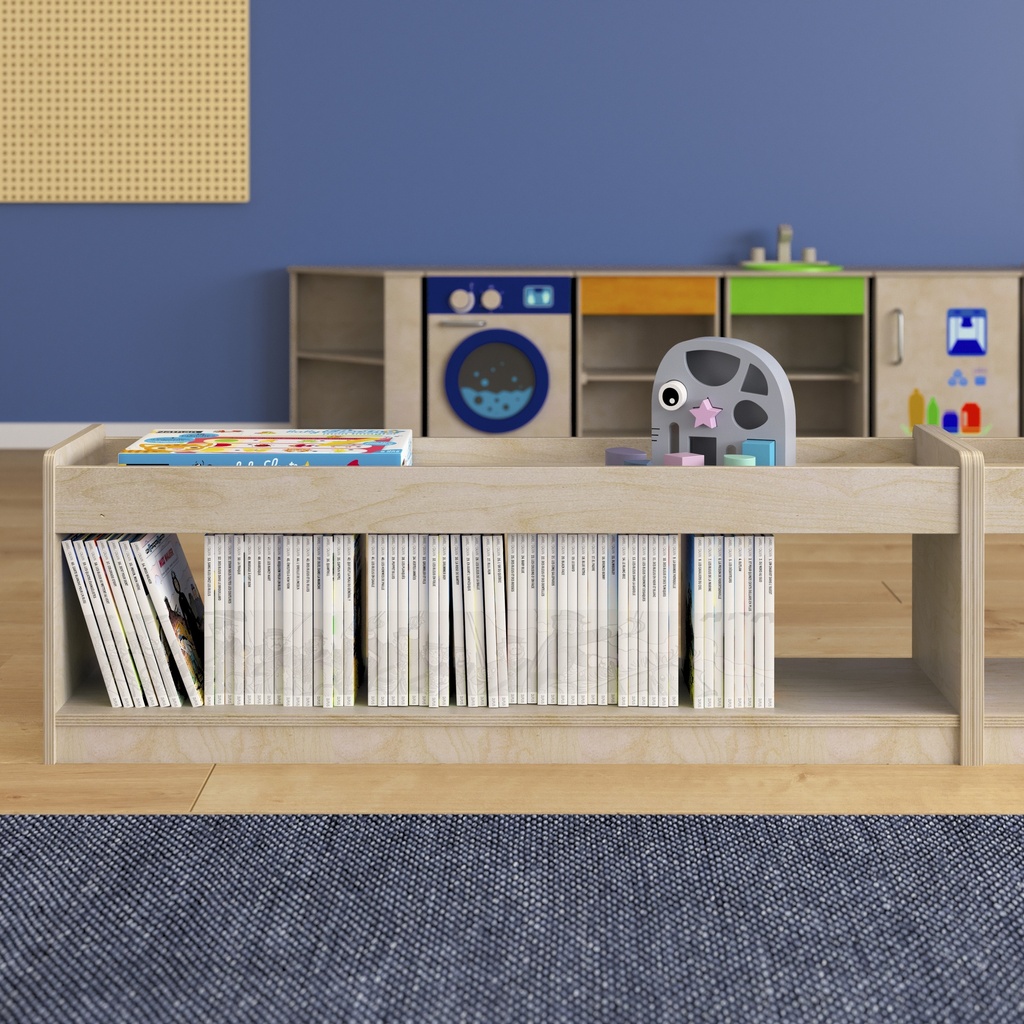 Modular Wooden Open Storage Unit with Upper Shelf