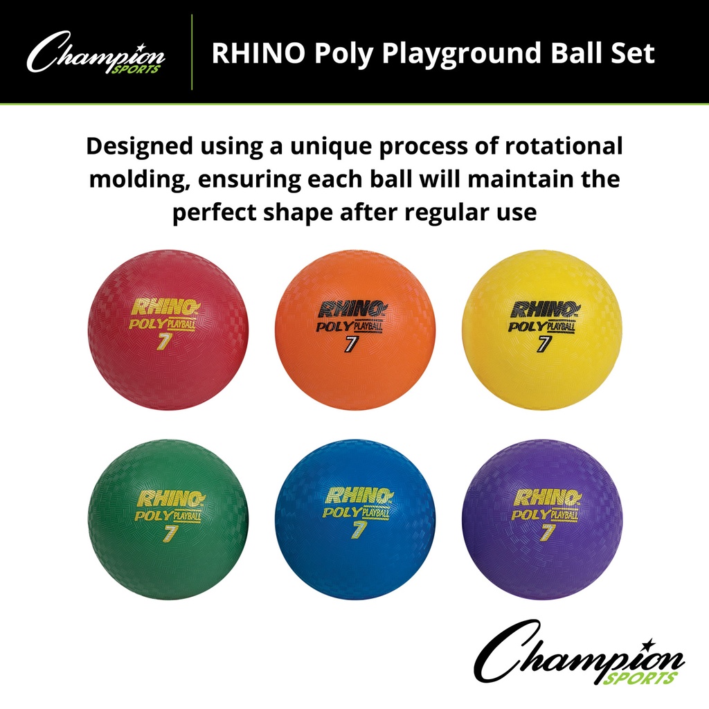 Rhino® Poly 7" Playground Ball Set of 6 in Assorted Colors