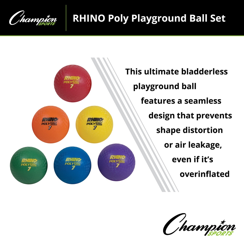 Rhino® Poly 7" Playground Ball Set of 6 in Assorted Colors