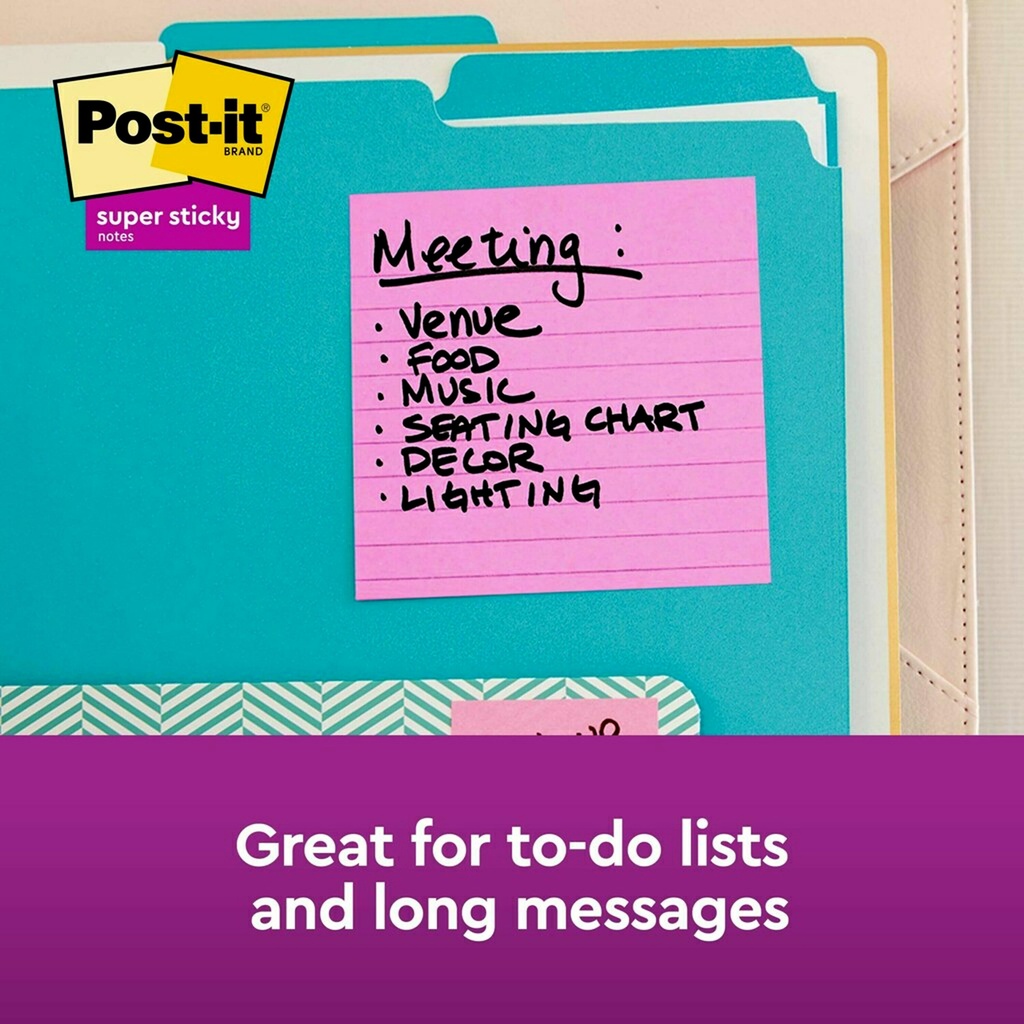 6ct 4x4 Lined Post it Super Sticky Notes