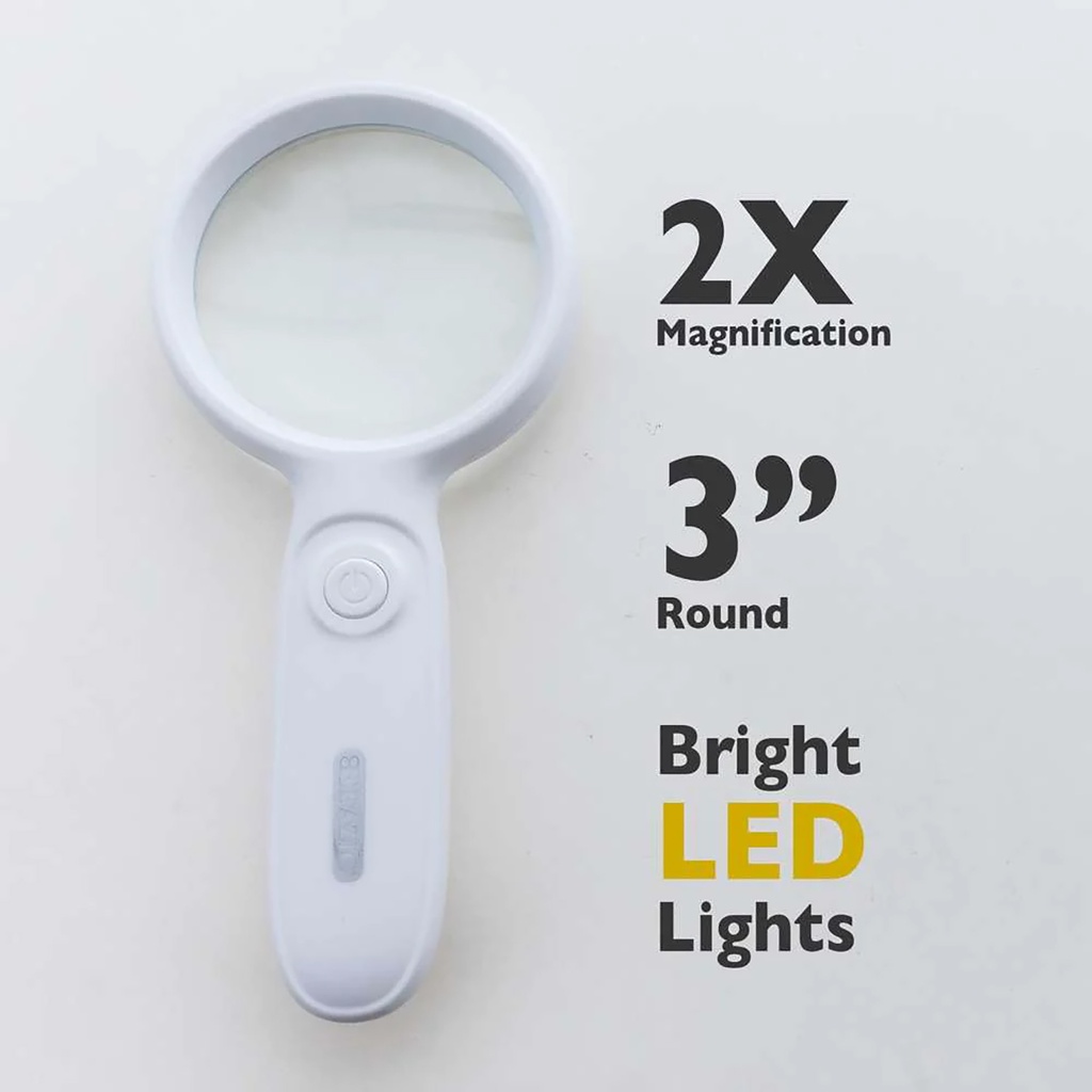 3" Round 2x LED Lighted Magnifier