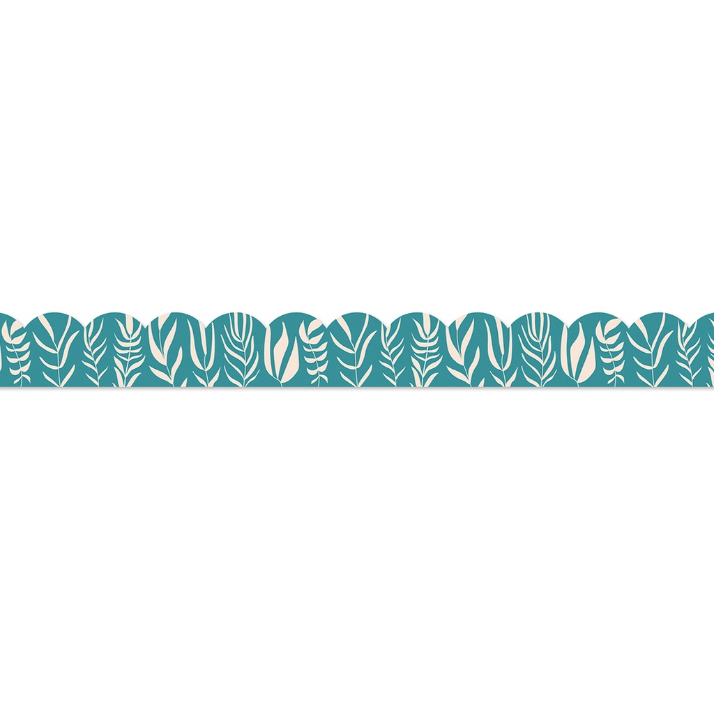 True to You Teal with Leaves Scalloped Bulletin Board Borders