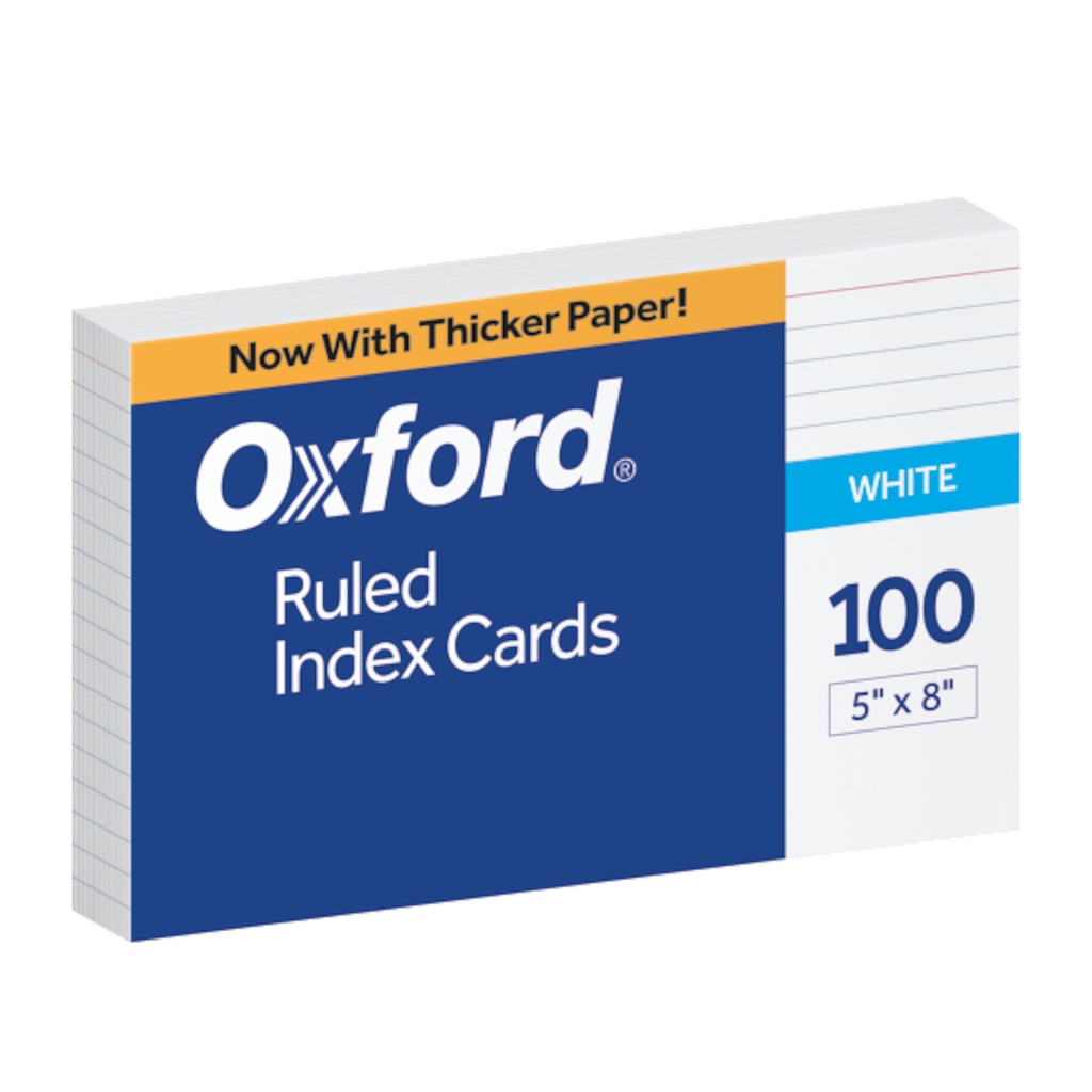 Oxford White Index Cards 5" x 8" Ruled 10 pack