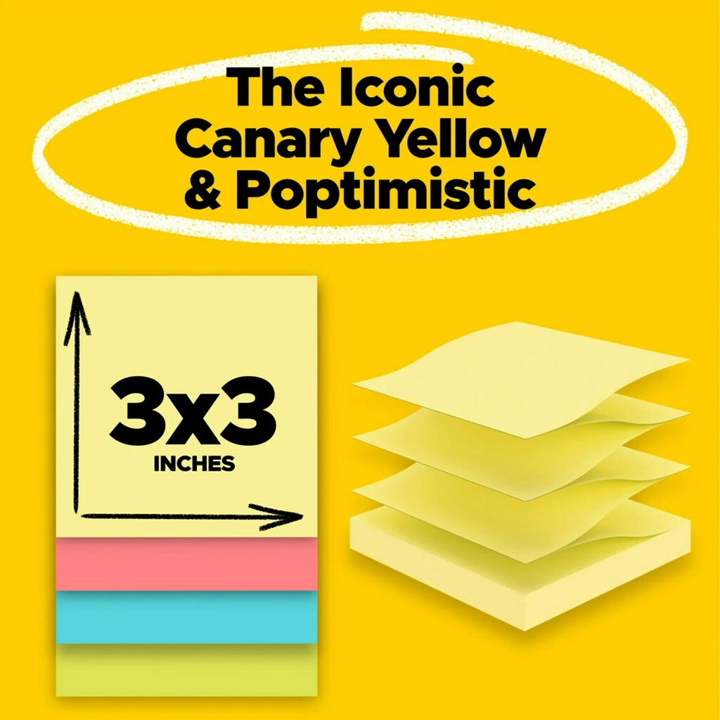 3x3 Pop up Post It Notes 7 Yellow Pads 7 Bright Pads