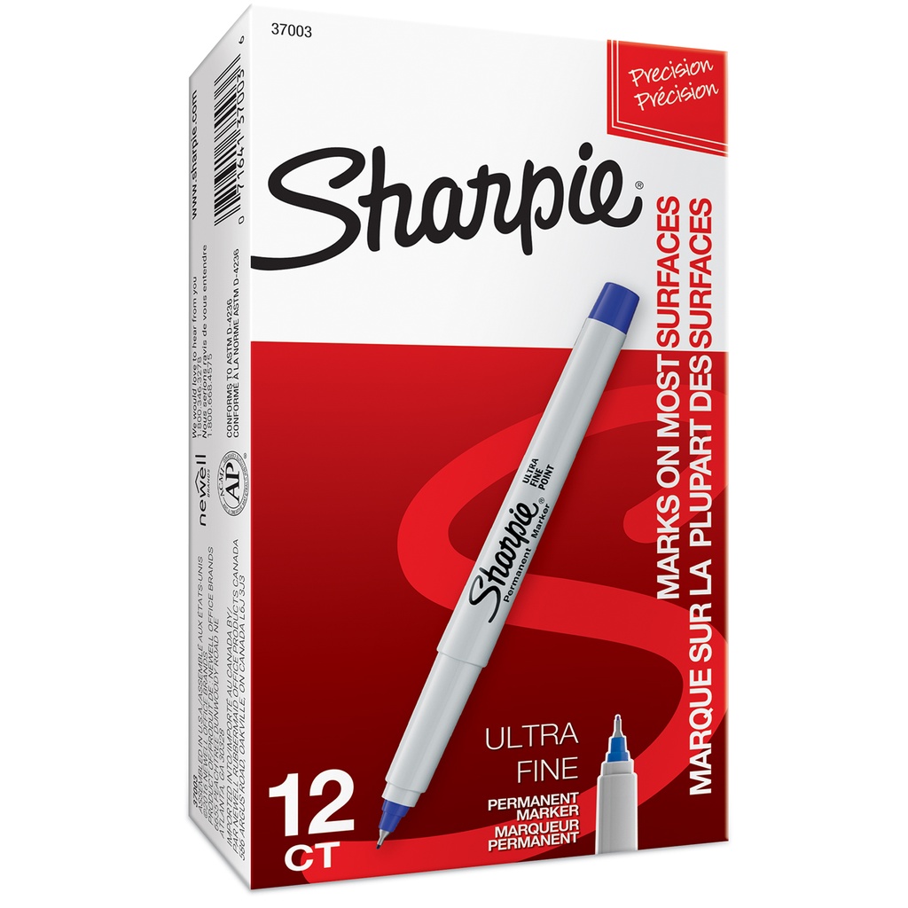 Ultra Fine Point Permanent Marker, Blue, Box of 12