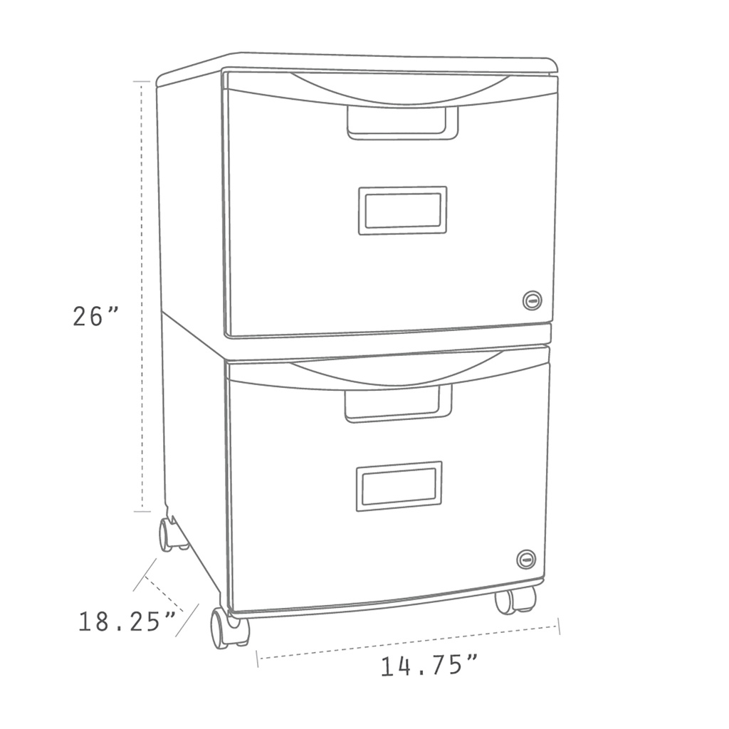 2 Drawer Mobile File Cabinet with Lock Black and Blue (61315U01C STX)