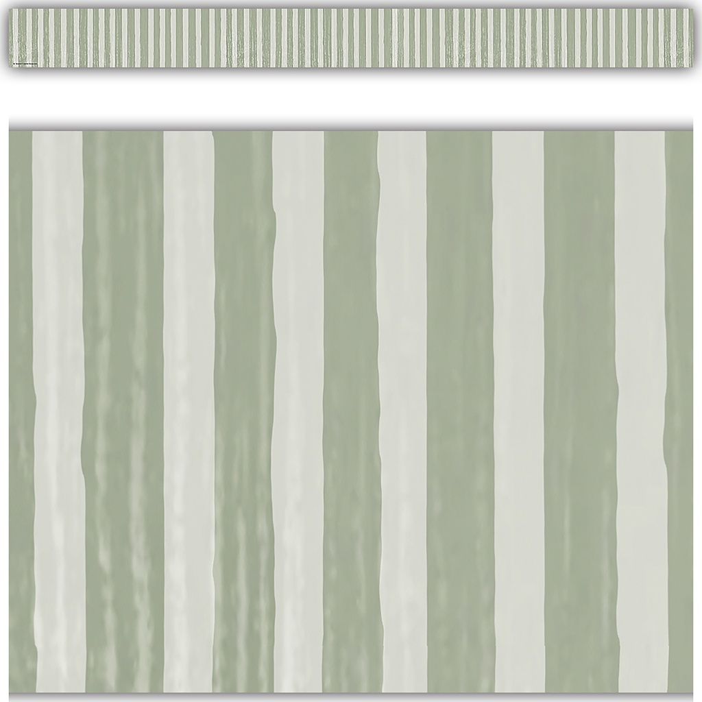 Classroom Cottage Sage Green Stripes Straight Border Trim