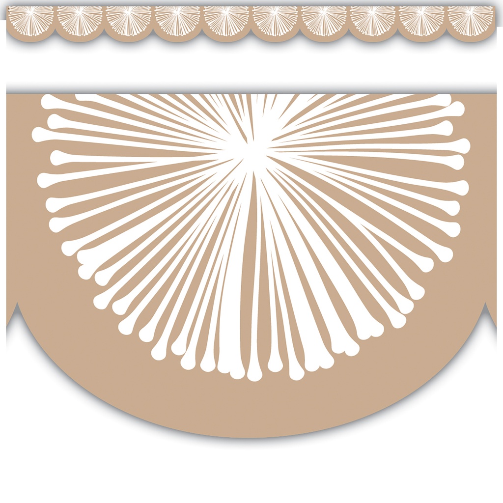 Natural Poms Scalloped DieCut Border Trim