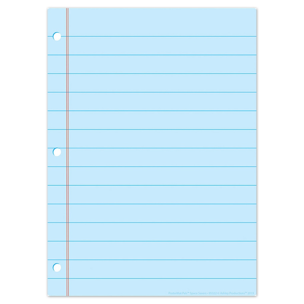 Smart Poly® PosterMat Pals™ Space Savers, 13" x 9-1/2", Blue Notebook Paper, Pack of 10