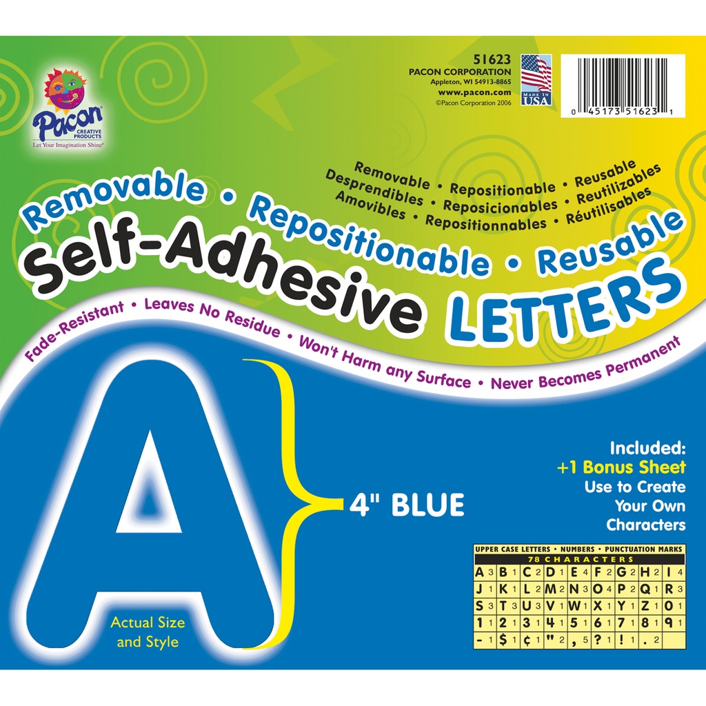 Blue 4" Puffy Font Self-Adhesive Letters