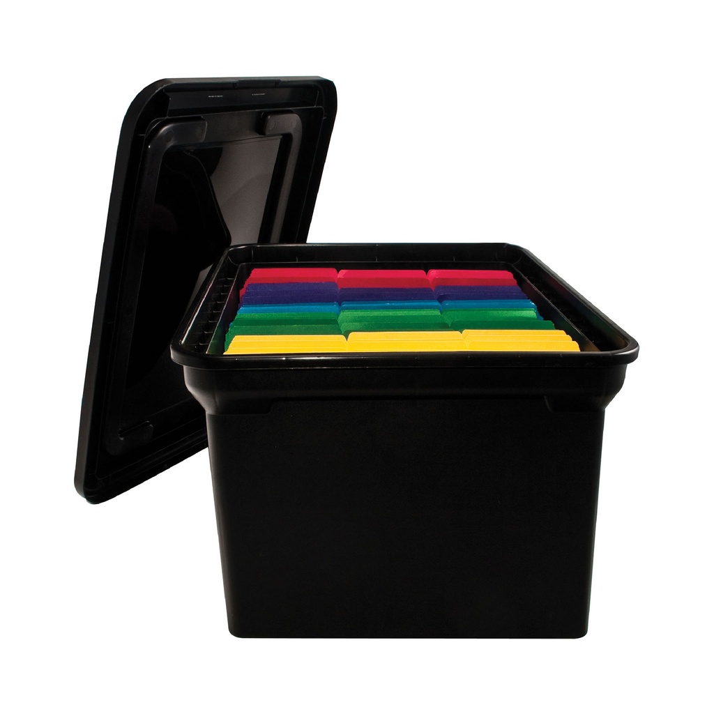 Black File Tote with Lid