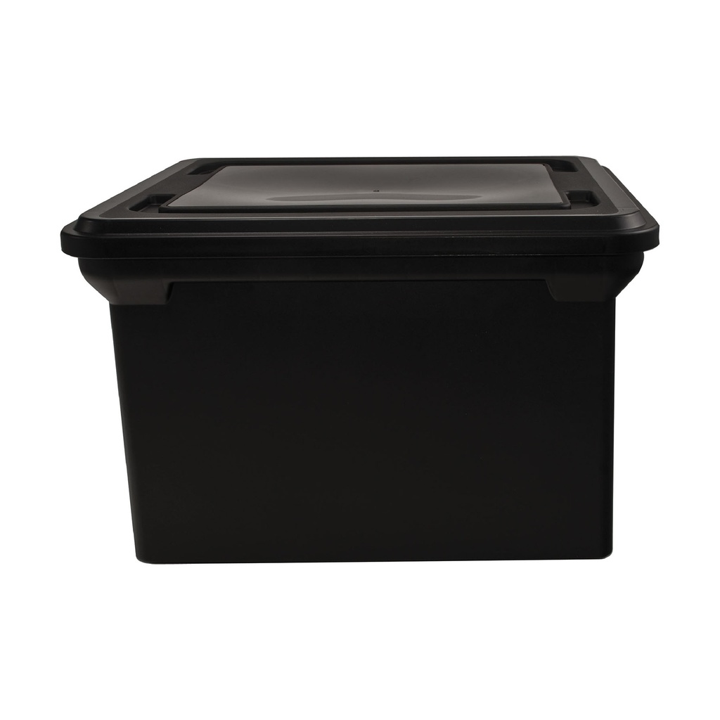 Black File Tote with Lid