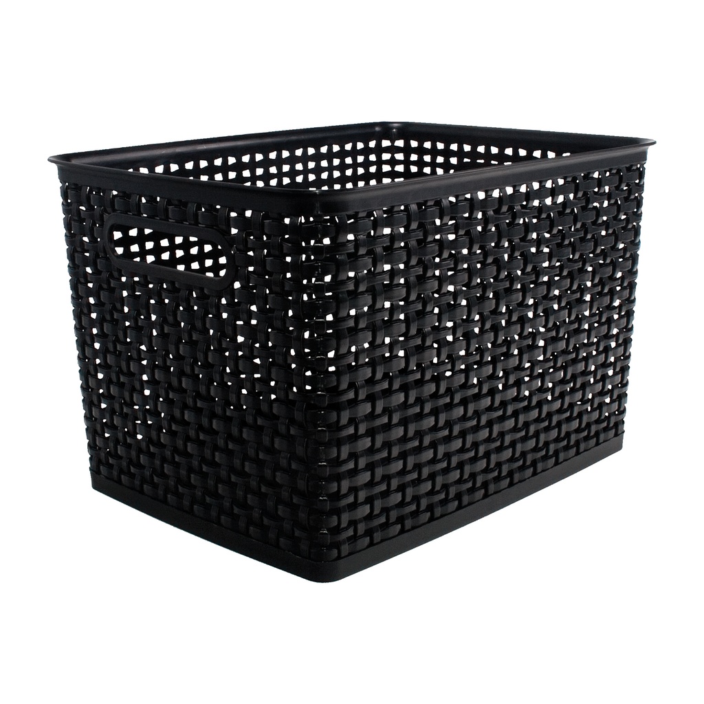 Large Black Plastic Weave Bin