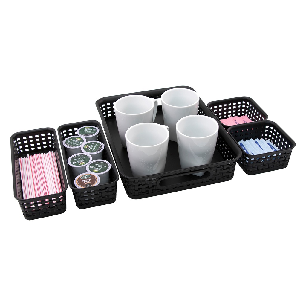 Black Plastic Weave Bin Pack of 5