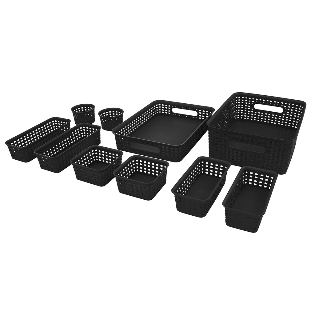 Black Plastic Weave Bin Pack of 10