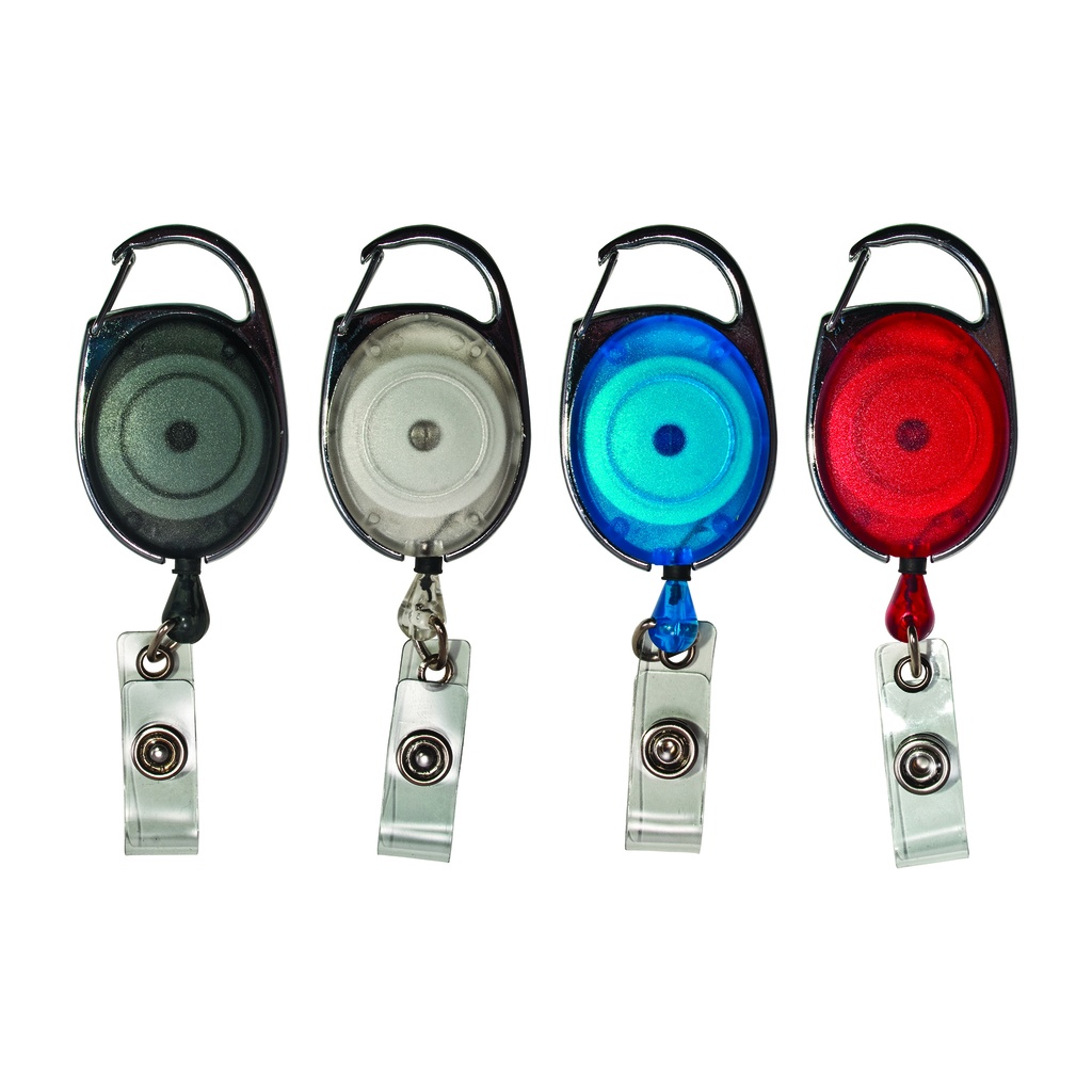 Assorted Retractable Carabiner Style Badge Reels with Badge Strap Pack of 20