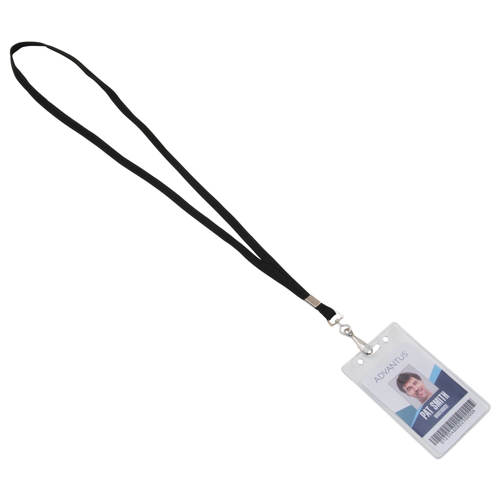 Black Deluxe Lanyard with J-Hook Box of 100