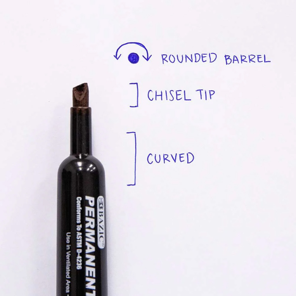 Assorted Chisel Tip Permanent Markers Box of 12