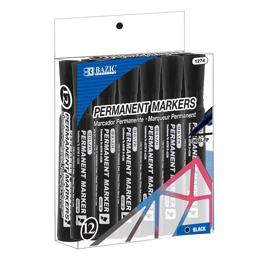 Black Chisel Tip Permanent Markers 36 count