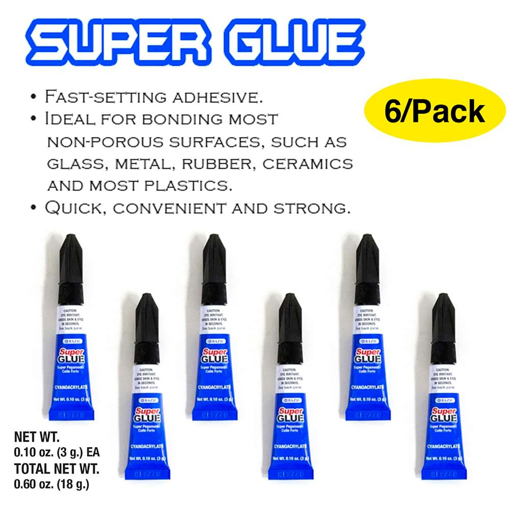 Super Glue 0.10 oz Pack of 6