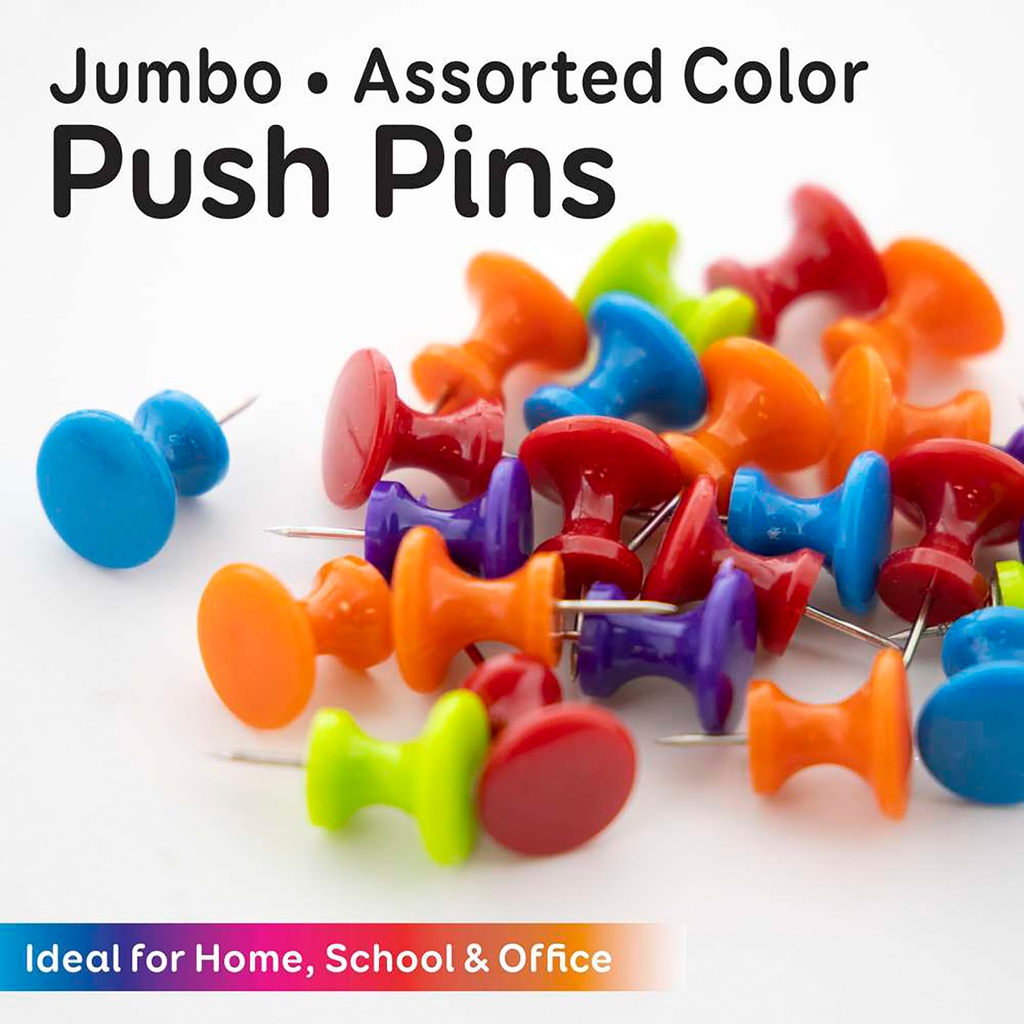 Assorted Color Jumbo Push Pins Pack of 25