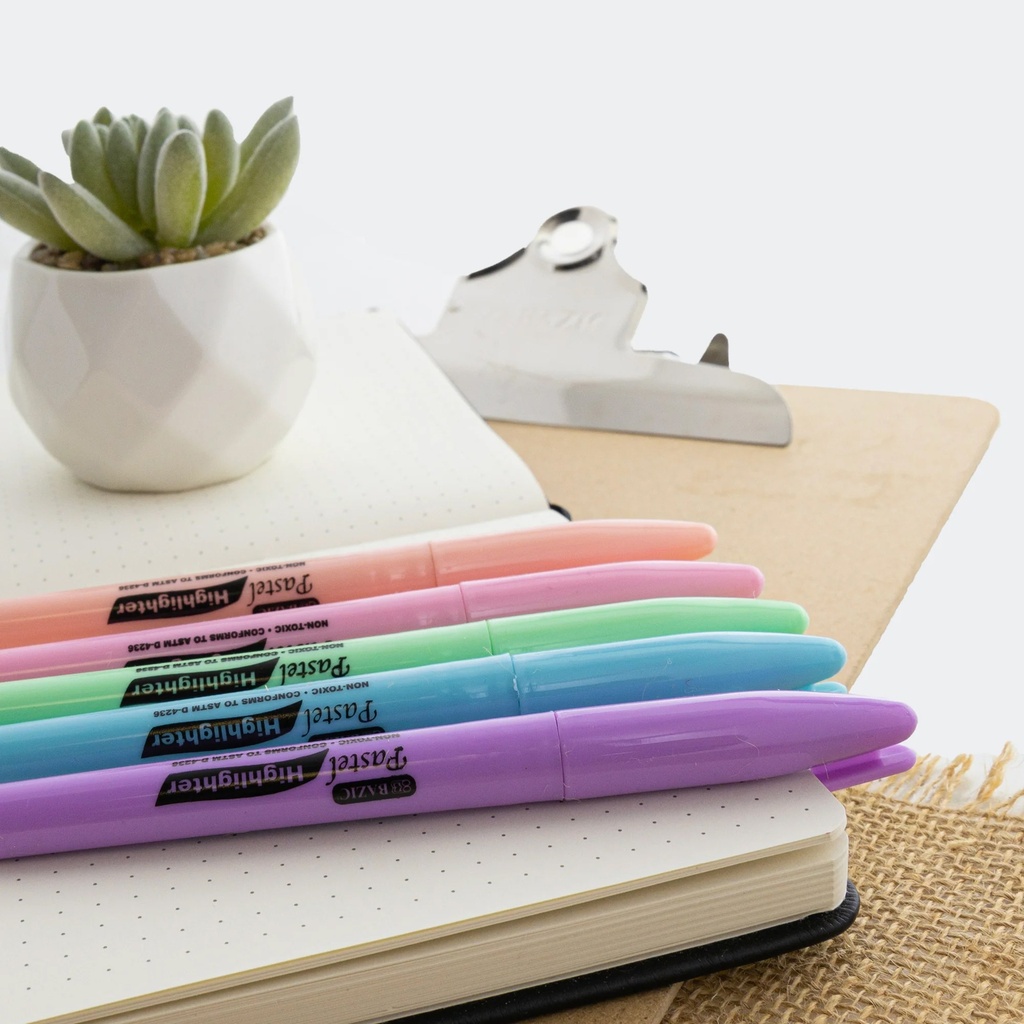 Pastel 5 Color Pen Style Highlighter with Pocket Clip 12 Packs