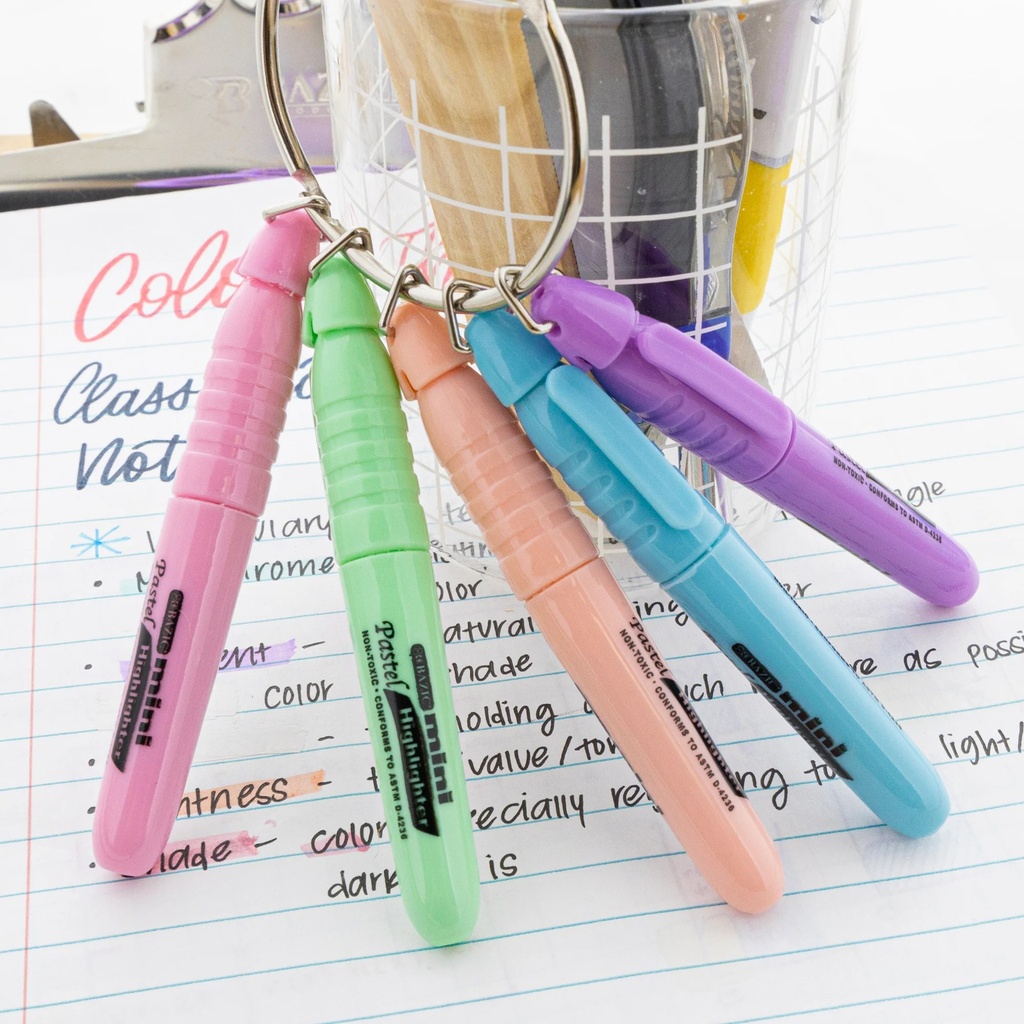 Pastel 5 Color Mini Highlighter with Cap Clip 12 Packs