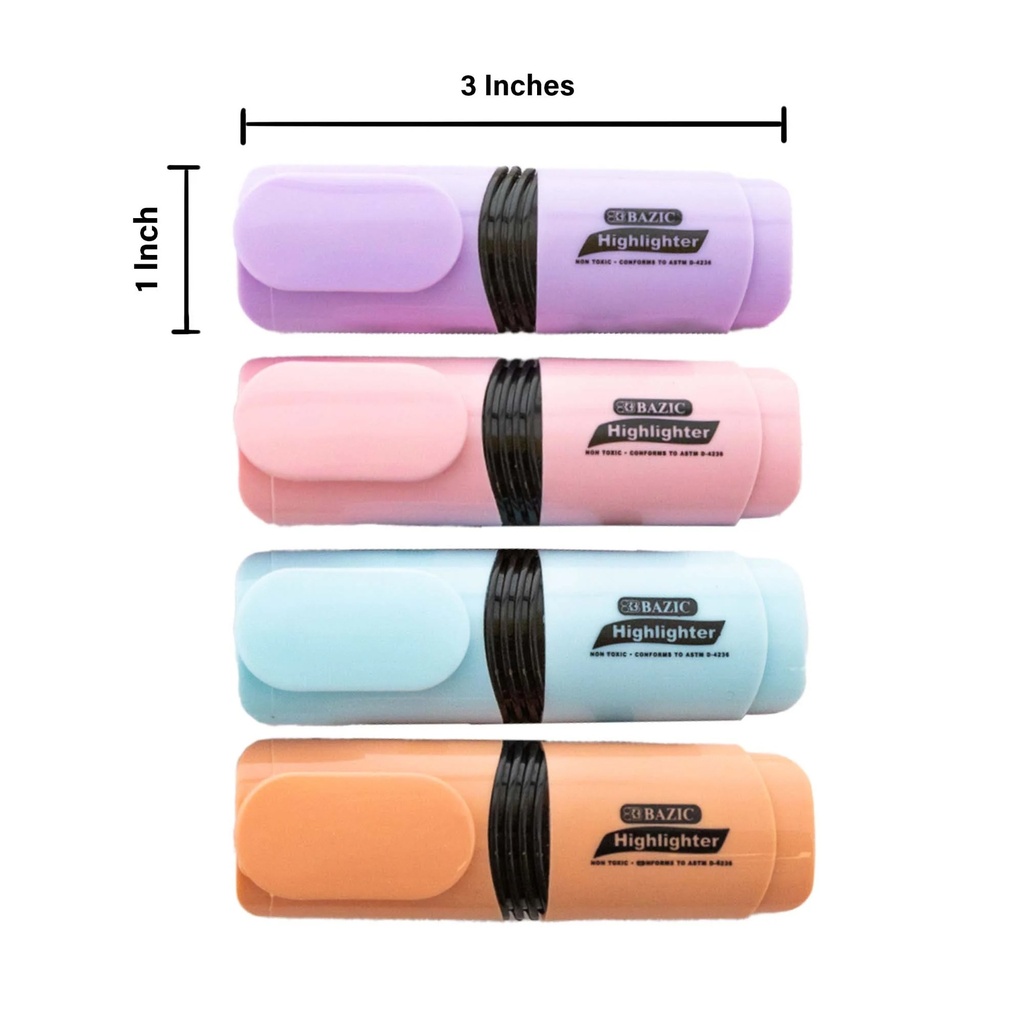 Mini Desk Style Pastel Highlighters Pack of 4