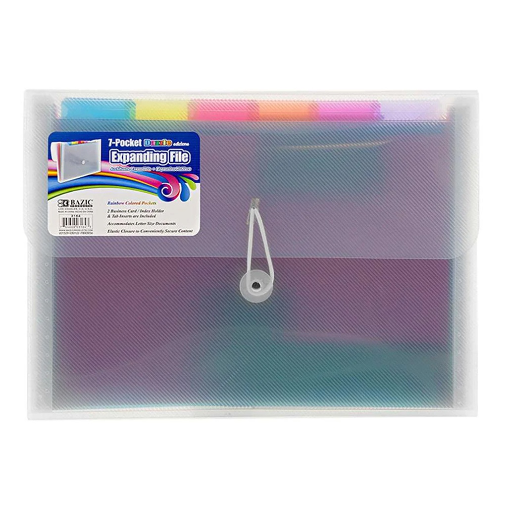 Rainbow 7-Pocket Letter Size Poly Expanding File Pack of 3