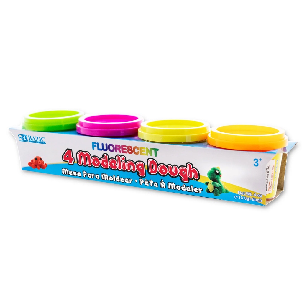 4 Color 4 oz Fluorescent Color Modeling Dough 6 Packs